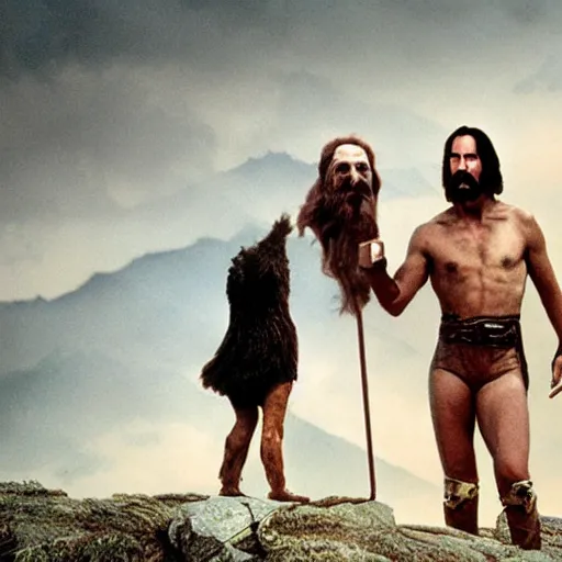 Image similar to keanu reeves being zardoz from the movie cinematic 8 k digital photograph uhd hdr