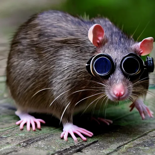 Prompt: a rat with steampunk googles, by schizophrenia patient