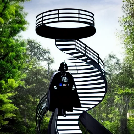 Image similar to Darth Vader walking down an infinite spiral staircase made out of diamonds,