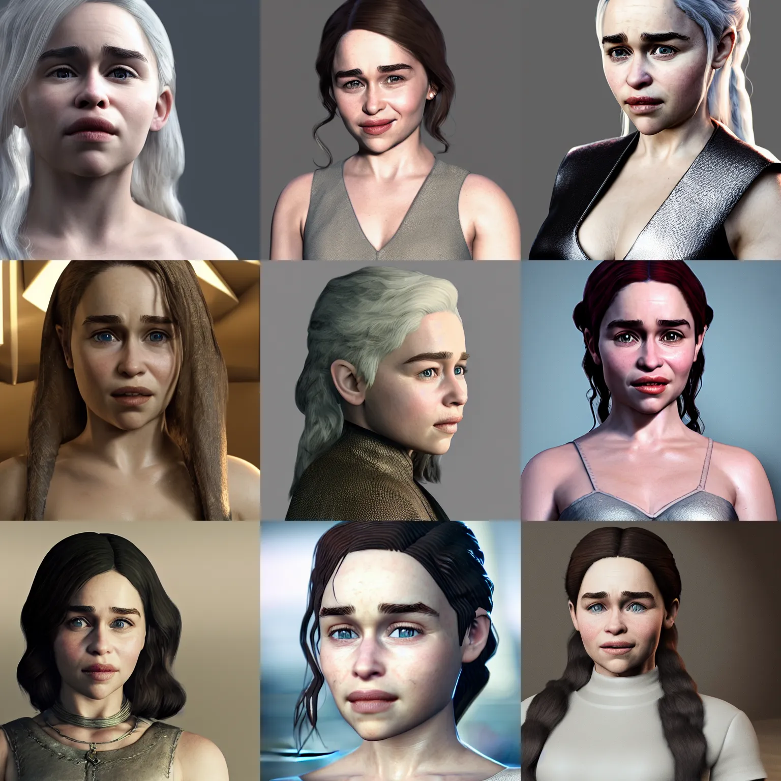 Prompt: 3D render of Emilia Clarke, Unreal Engine, 4K