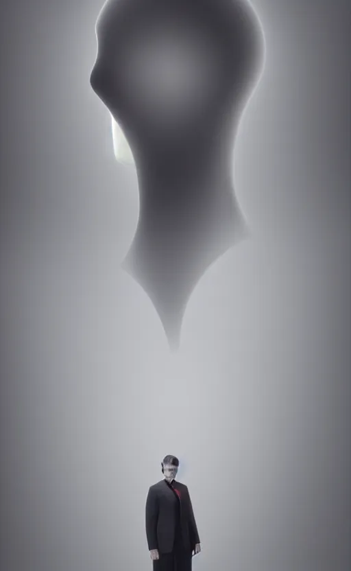 Prompt: an aesthetic masterpiece portrait of an elegant man with no face, nothingness and void in his heart, perfect, deep rich colors, 4 k, award winning, blur, minimalistic, neon, surrealism, unreal engine 5, high detail, ryan jia, frank frazetta, john alvin, gatson bussiere, kutsuya terada,