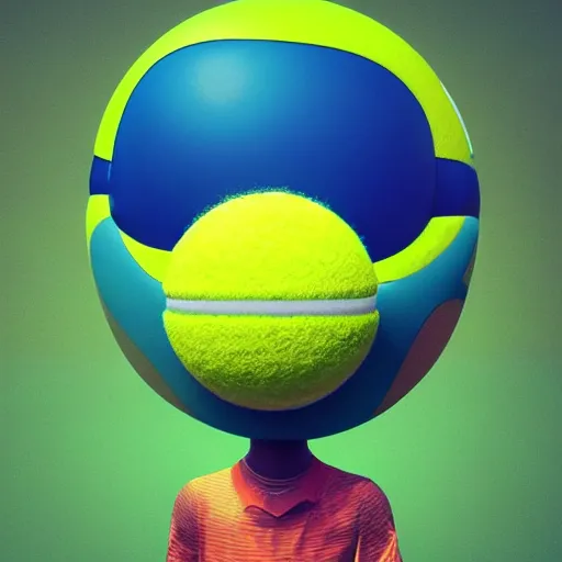 Image similar to a tennis ball monster , colorful, digital art, fantasy, magic, trending on artstation, ultra detailed, professional 3D render by Beeple