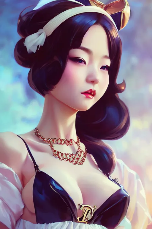 Image similar to a pin up and beautiful fashion charming dreamlke japan girl with lv jewelry, character art, art by artgerm lau and wlop and and ilya kuvshinov and john singer sargent, hyperdetailed, 8 k realistic, symmetrical, frostbite 3 engine, cryengine, dof, trending on artstation, digital art