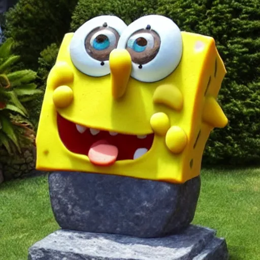 Image similar to spongebob stone sculpture.