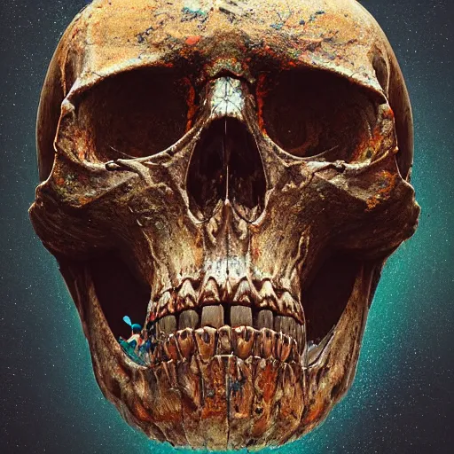 Image similar to portrait_of_a_melting_skull._intricate_abstract._intricate_artwork._by_Tooth_Wu_wlop_beeple_dan_mumford._octane_render_trending_on_artstat