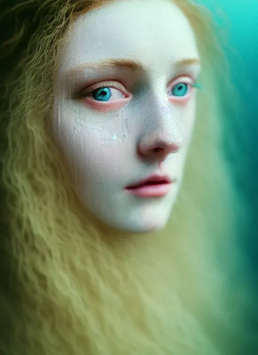 Image similar to Kodak Portra 400, 8K,ARTSTATION, Caroline Gariba, soft light, volumetric lighting, highly detailed, britt marling style 3/4 , extreme Close-up portrait photography of a beautiful woman how pre-Raphaelites,inspired by Ophelia paint, the face emerges from water of Pamukkale, underwater face, hair are intricate with highly detailed realistic beautiful flowers , Realistic, Refined, Highly Detailed, interstellar outdoor soft pastel lighting colors scheme, outdoor fine art photography, Hyper realistic, photo realistic