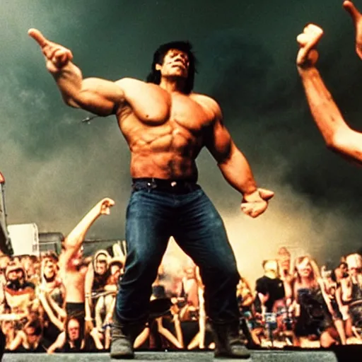 Image similar to hulk performing at woodstock