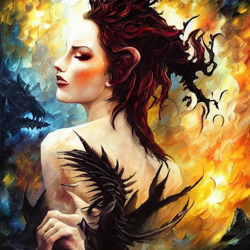 Prompt: darkness monster by arthur adams, charlie bowater, leonid afremov, chiho ashima, karol bak, david bates, tom chambers