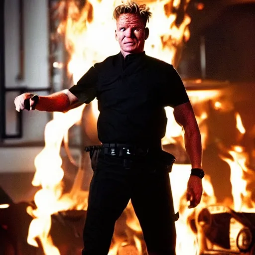 Image similar to A still of Gordon Ramsay as The Terminator, george orwell