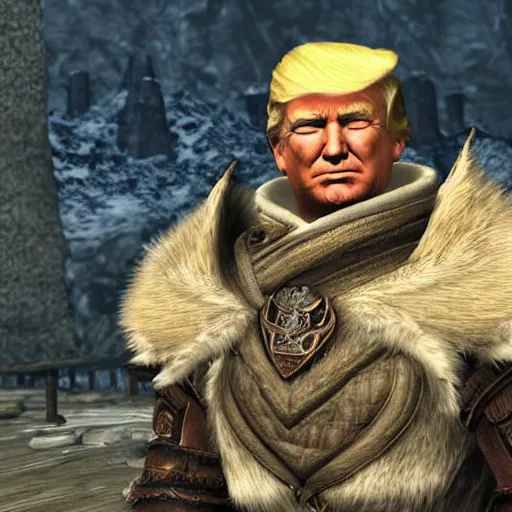 Prompt: Donald Trump in Skyrim, 8K
