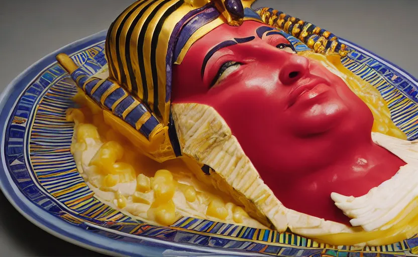 Image similar to king tut, but in jell-o salad, photograph for adweek