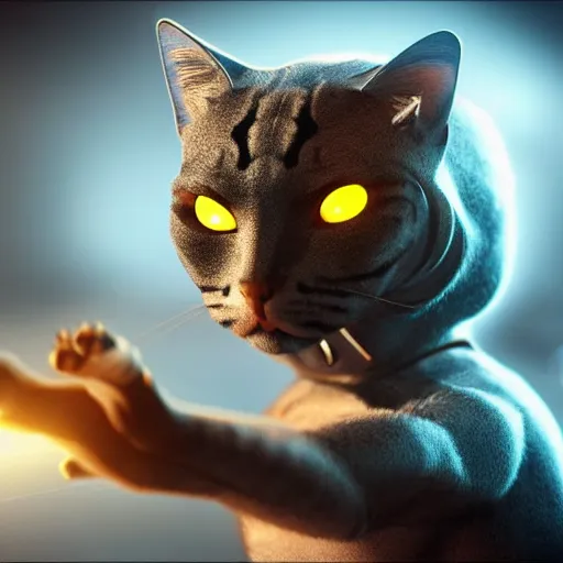 Image similar to cyborg cat from the future, octane render