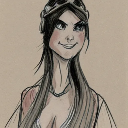 Image similar to milt kahl sketch of victoria justice as princess padme in star wars episode 3