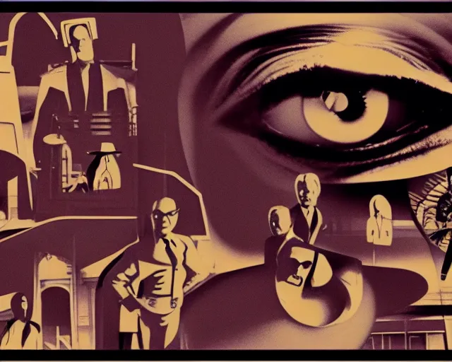 Prompt: cctv footage of a movie set, 1970, cut out collage, film noir, break of dawn on Pluto, classic Kabuki, tropical birds, steam punk grafitti, in style of James Gilleard, composition by Ed Wood, Jr., written by William S. Burroughs, lens flare