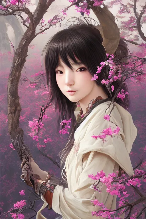 Image similar to Anthro Portrait of japanese llama girl, D&D, dark fantasy, anthro portrait, sakura blooming on background, intricate, elegant, llama anthro portrait, highly detailed, digital painting, artstation, concept art, smooth, sharp focus, maybe some llama, illustration, art by artgerm and greg rutkowski and alphonse mucha, daily deviation, masterpiece, llama llama llama