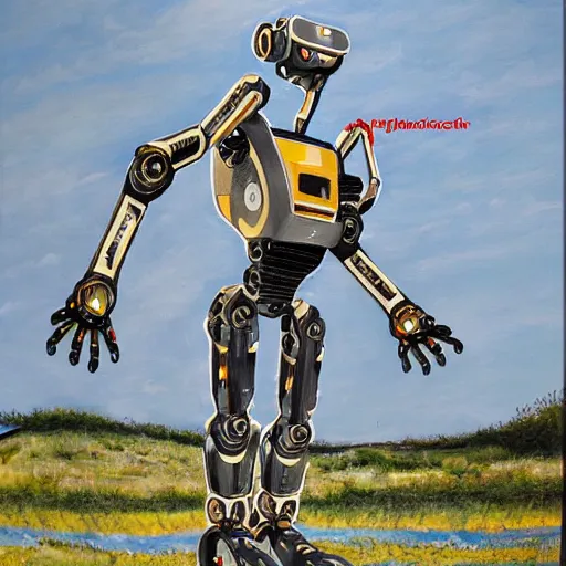 Image similar to a detailed painting of boston dynamics atlas robot, Laputa style