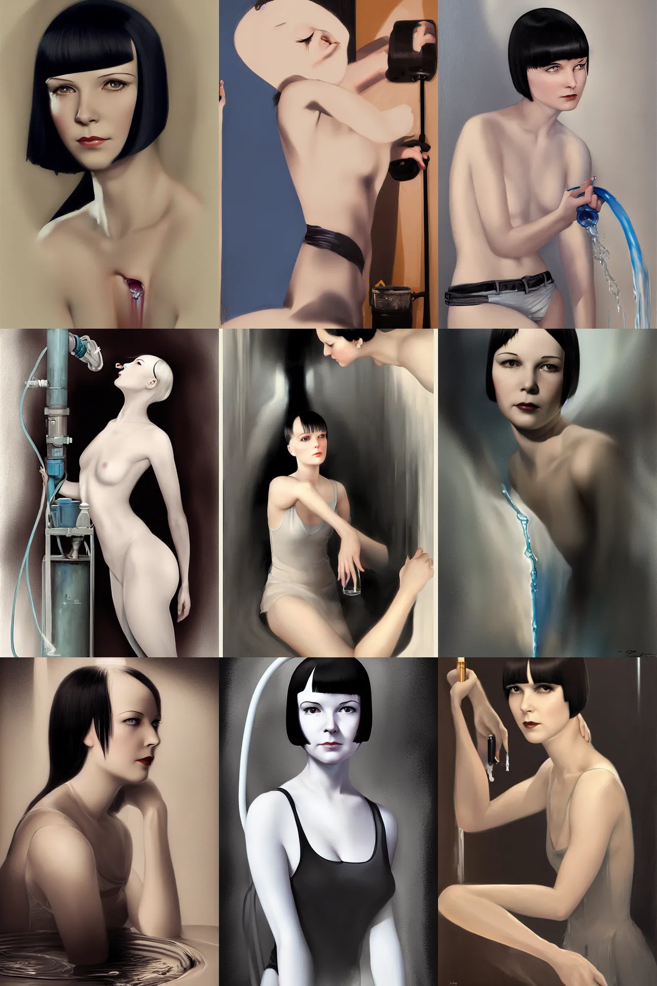 Prompt: portrait of mary louise brooks age 2 5,, ross tran, fixing water leak