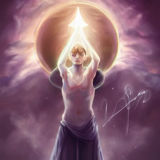 Prompt: a powerful psychic man emitting psychic powers, by charlie bowater,