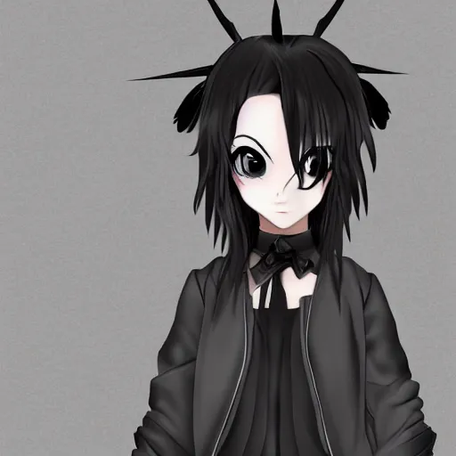 Image similar to anime style goth woman