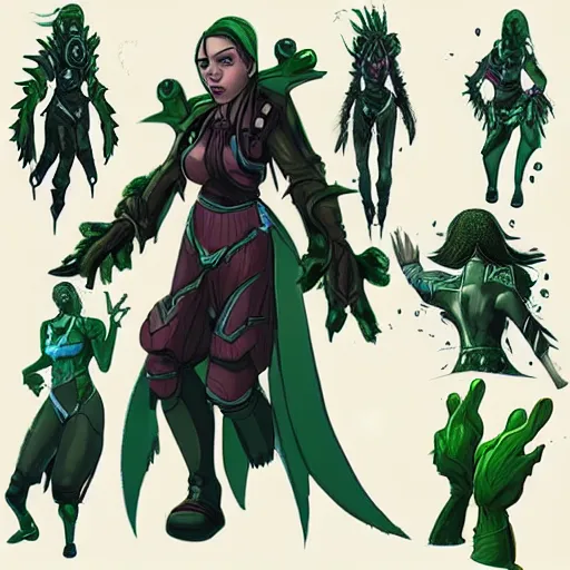 Prompt: female earth mage, character design, action pose : : spotlight, biopunk, forestpunk