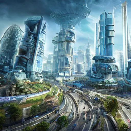 Prompt: City of Future, detailed photo, photorealistic