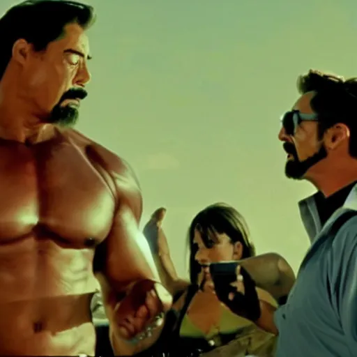 Image similar to hulk hogan punches tony stark, epic scene, cinematic