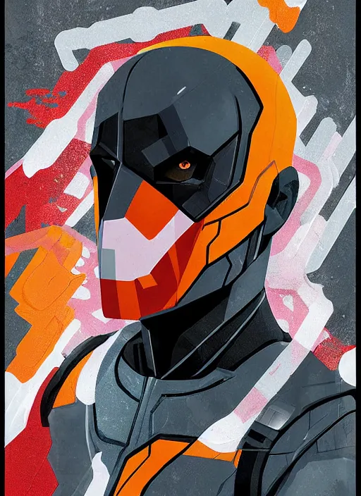 Image similar to symmetry!! portrait of deathstroke by sachin teng, organic, cables, matte painting, geometric shapes, hard edges! graffiti, street art