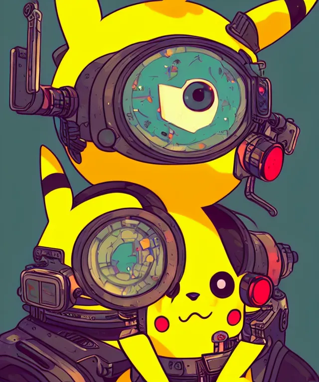Prompt: a portrait of an anthropomorphic cyberpunk pikachu eating pie, cyberpunk!, fantasy, elegant, digital painting, artstation, concept art, matte, sharp focus, illustration, art by josan gonzalez
