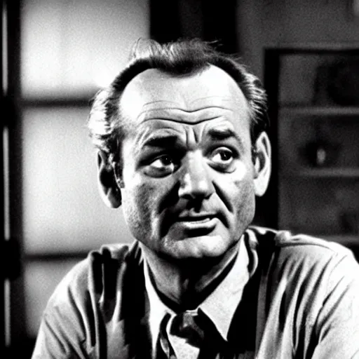 Prompt: bill murray in psycho ( 1 9 6 0 )