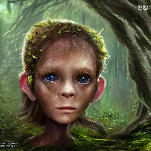 Image similar to a highly detailed portrait of a tiny humanoid creature in a fantasy forest concept art