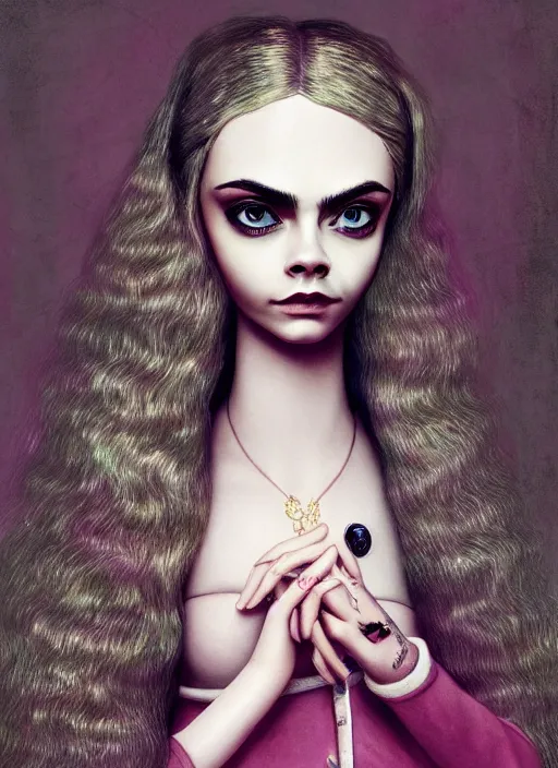 Image similar to cara delevingne as a mark ryden doll, detailed digital art, trending on Artstation