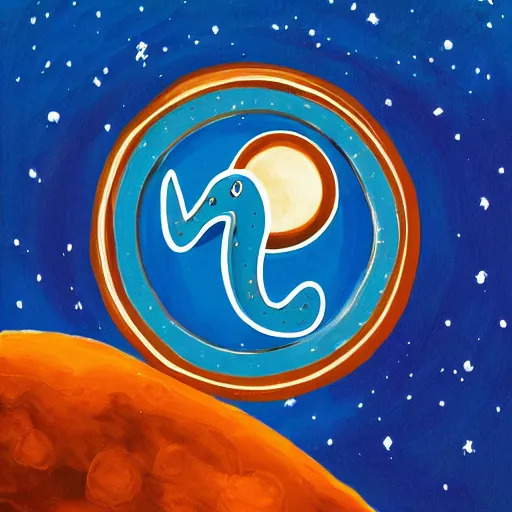 Image similar to painting of blue'snappy gifts logo'on mars, hazy atmosphere, high detail, soft lighting, gifts, intricate, 8 k