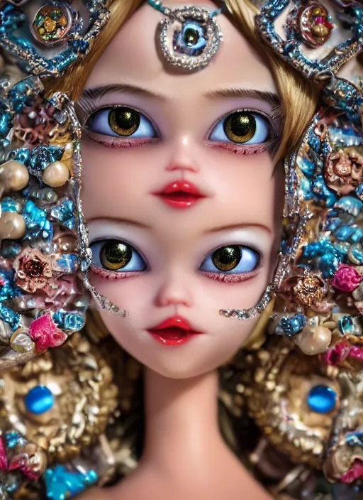 Image similar to closeup profile portrait of tin toy fairytale princess ice snow bikini girl, depth of field, zeiss lens, detailed, symmetrical, centered, fashion photoshoot, by nicoletta ceccoli, mark ryden, lostfish, breathtaking, 8 k resolution, extremely detailed, beautiful, establishing shot, artistic, hyperrealistic, octane render