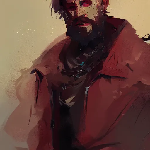 Image similar to human male character art, by Ismail Inceoglu, red hair, red beard, sunken eyes, shabby leather clothes, necklace, digital art, dungeons and dragons, art