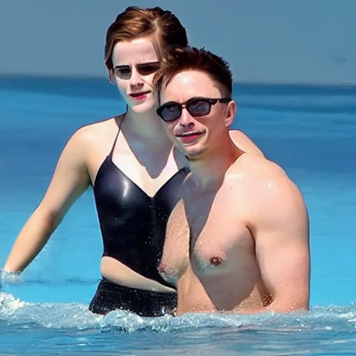 Image similar to emma watson Swim with elon musk