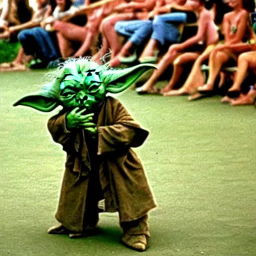 Image similar to yoda performing at woodstock