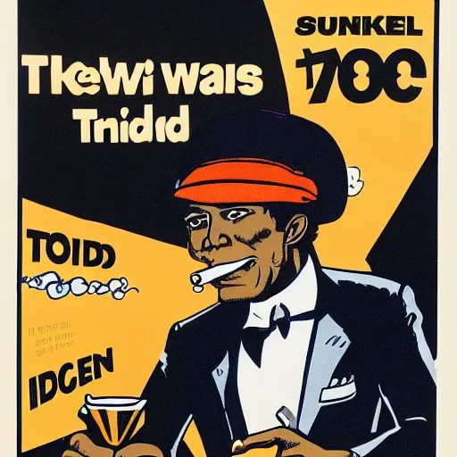 Prompt: A 1980s informational poster from a convention center displaying a toad in a black newsies cap smoking a cigarette. He is also holding a glass with scotch whiskey. full body, highly detailed, sharp focus, HQ, post grunge, subtle colors.