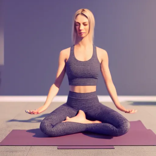 Image similar to A realistic Chik doing yoga, photorealistic, octane render, hyperrealistic,