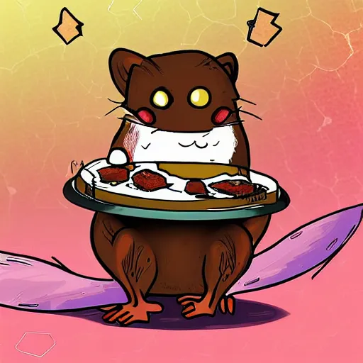 Prompt: a squirel in space eating a cheesecake, digital art