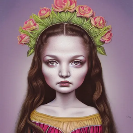 Prompt: photo of young woman by mark ryden