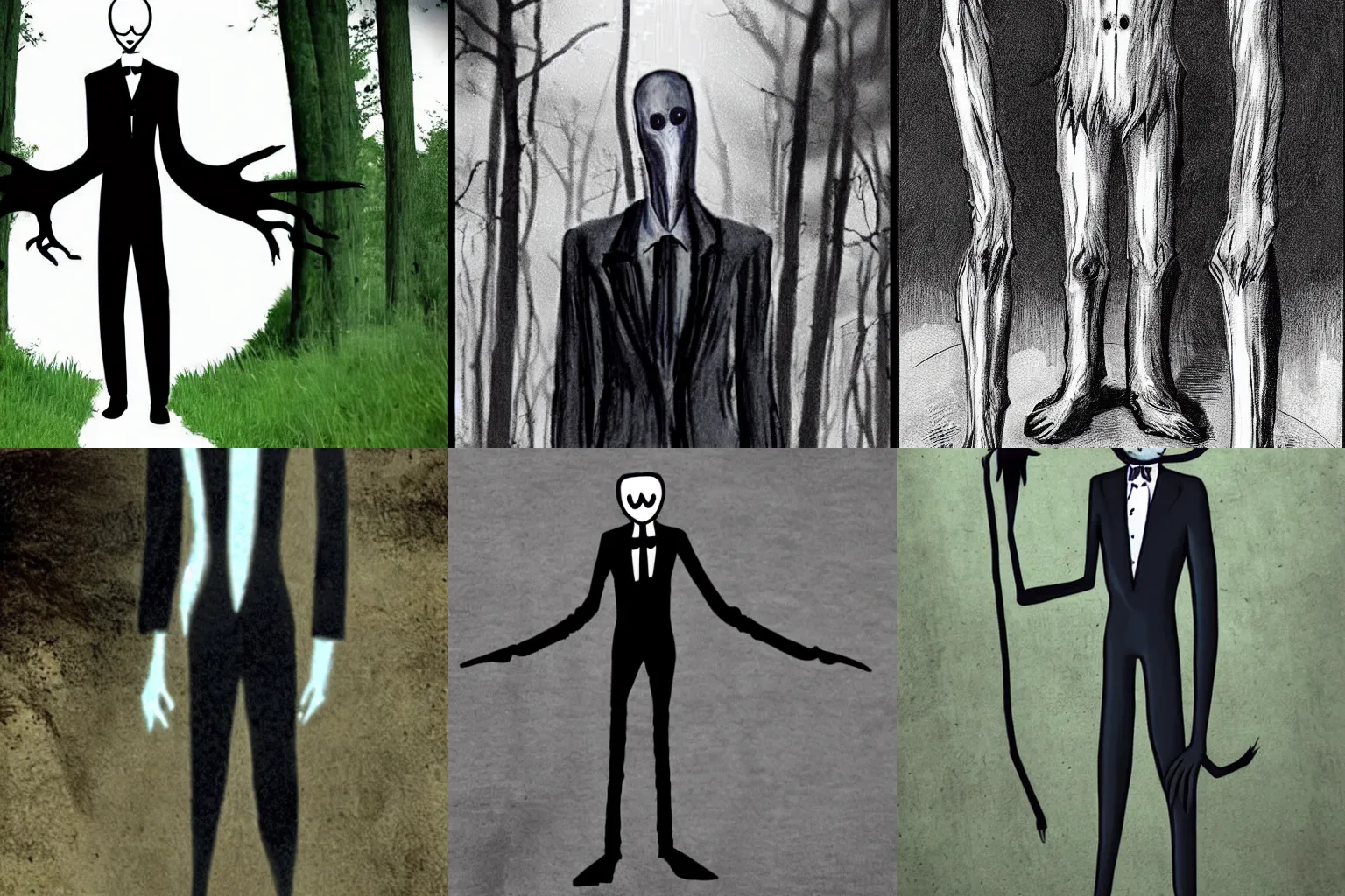 Prompt: scary slenderman evolving from slander ape