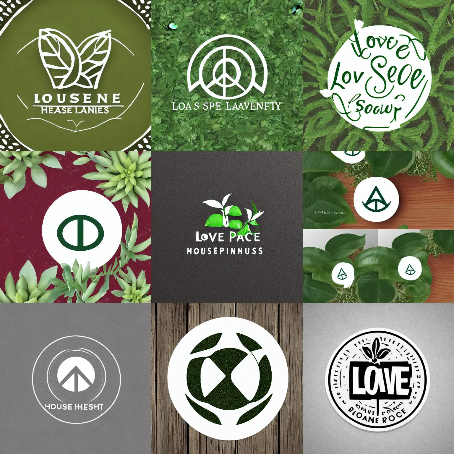 Prompt: logo design for a houseplant business, love, peace, serenity, beauty