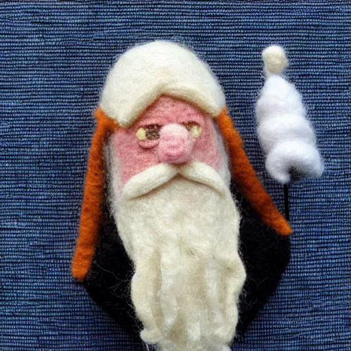 Prompt: Albus Dumbledore made out of wool