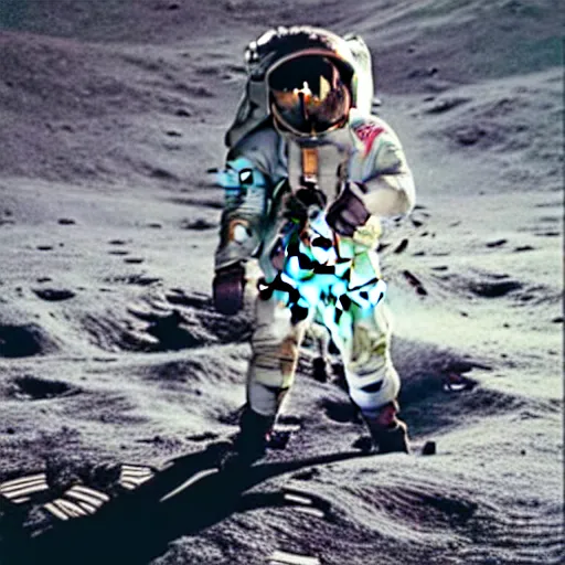 Image similar to Santa on the moon landing, 1969, realistic, detailed