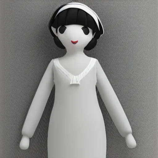 Prompt: cute fumo plush of a modern flapper girl, 1 9 2 0 s, black and white, vray