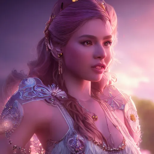 Image similar to wonderful princess of amethyst with fair skin, ornate 8 k gorgeous intricate detailed, accent lighting, dramatic light, octane render