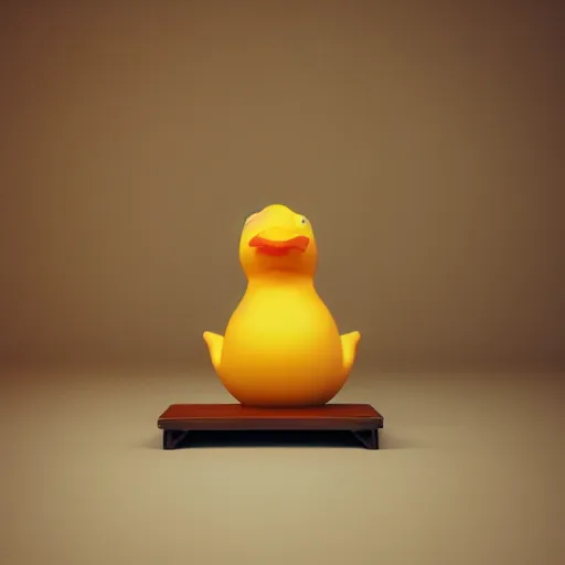 Prompt: 3d render of a rubber duck using a bench press