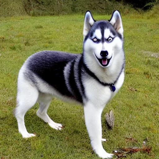 Prompt: a husky crossed with a penguin