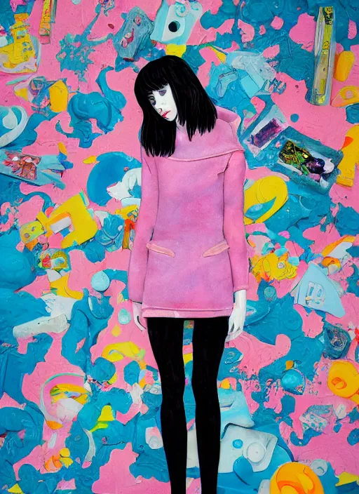 Image similar to studio photograph of a contemporary ceramic sculpture of a modular quirky emma roberts krysten ritter by hikari shimoda and jack gaughan