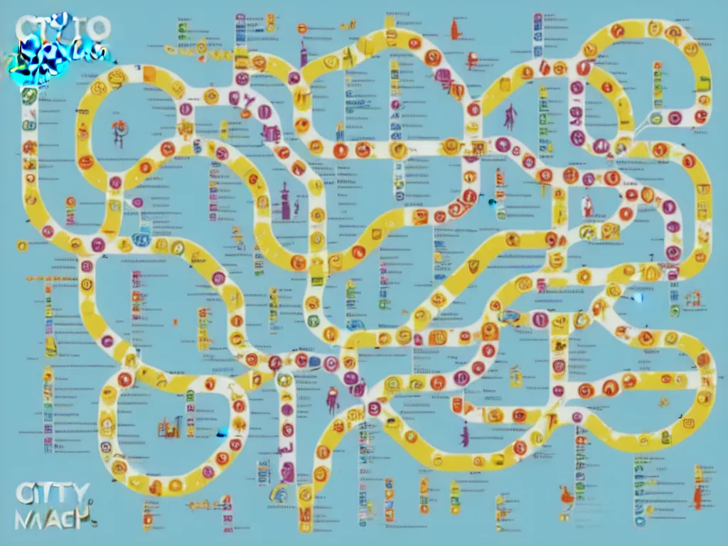 Image similar to a city metro map. the overall layout is akin to an octopus. illustration, infographic, stylised, clean, bold simple colours with legible and dyslexic friendly fonts.